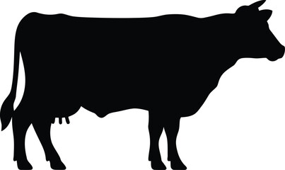 Minimal Cow Vector for Farm Logo Concepts, Cow Silhouette Illustration for Organic Dairy