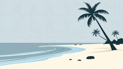 Fototapeta premium Minimal seashore with palms