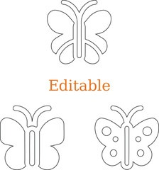 minimalist butterfly design with triangular layout. abstract butterflies with black outlines and orange text. symmetrical butterfly icons with a modern touch.