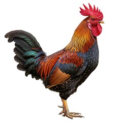Fototapeta premium Rooster Bird Detailed Profile Colorful Feathers Farm Animal