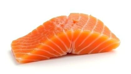Slice of red fish salmon isolated on white background