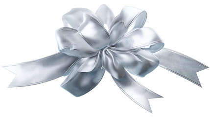 silver ribbon bow, White silver ribbons and bows