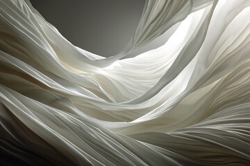 Flowing white fabric creates an ethereal and elegant abstract composition with light and shadow play.