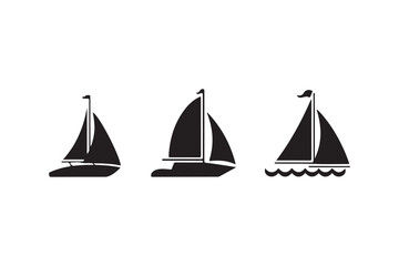 Black Yacht Illustrations - Nautical Sailboat Clipart Pack