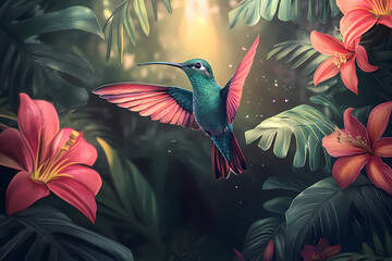 An elegant hummingbird flying