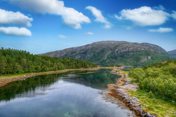 Fototapeta premium Ballangen is a municipality located in the northwest of Nordland province in Norway. The municipality borders Narvik to the east.
