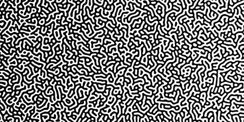 Abstract truing organic wallpaper Turing reaction diffusion monochrome seamless pattern with chaotic motion. Generative algorithm psychedelic background. Reaction-diffusion or truing pattern formation