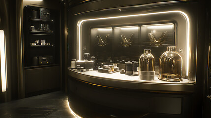 Fototapeta premium Modern futuristic beauty store interior