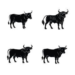  set of black and white cows vector