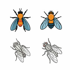 4 icon set of botfly