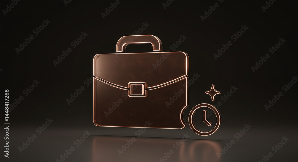 Poster elegant briefcase and clock signifying time management and business success