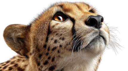 Cheetah's Gaze: A captivating close-up reveals the keen eye and striking spotted coat of a cheetah, capturing a moment of intense focus and natural beauty.
