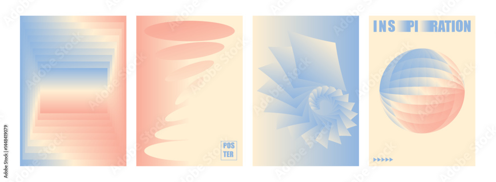 Poster set of modern abstract gradient poster templates in soft pastel colors. vector cover design template