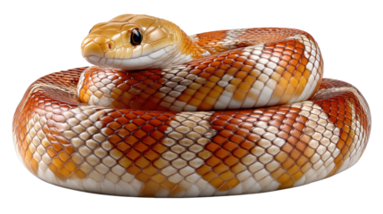 Captivating snake in a coiled pose. The serpent is displayed with meticulous detail and vibrant colors, showcasing the beauty of wildlife