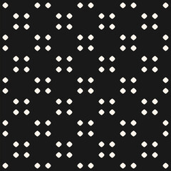 Vector minimalist polka dot seamless pattern. Simple black and white minimal geometric background. Abstract monochrome texture with small circles, spots, dots in regular grid. All-over geo design