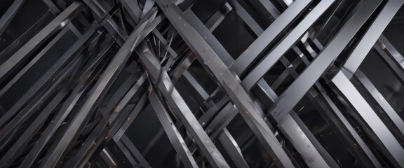 Sleek intersecting metal lines form geometric patterns on a smooth, abstract background ,  reflective,  steel