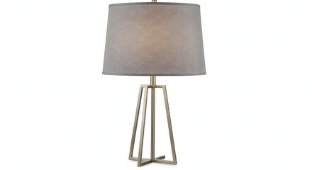 Modern table lamp with a fabric shade, isolated on a white background.
