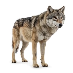 Gray Wolf Standing Side Profile Wildlife Photography Image
