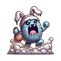Naklejka premium Easter Bunny Monster Running Amok
