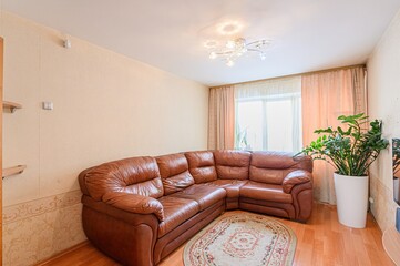 standard interior apartment. living room with sofa