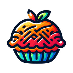 Colorful Apple Pie Illustration