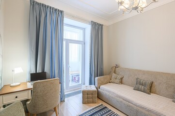 standard interior apartment. living room with sofa