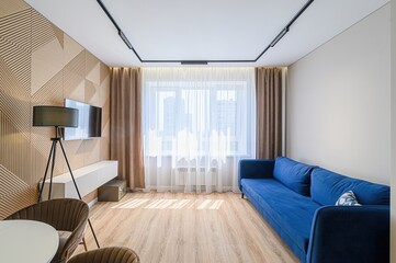 standard interior apartment. living room with sofa
