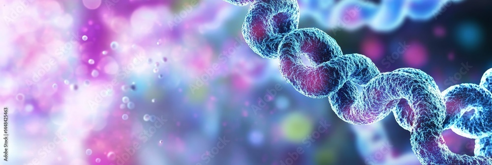 Poster e coli bacterial dna structure - microscopic view of circular bacterial dna within an e. coli cell. 
