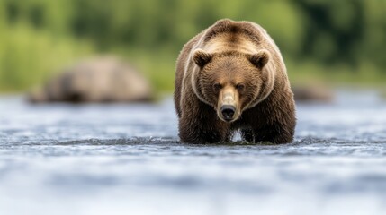 Majestic Bear Walking Through Calm Waters in Natural Habitat