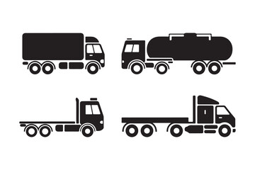 Commercial Trucks Silhouette Vector Pack in Side View