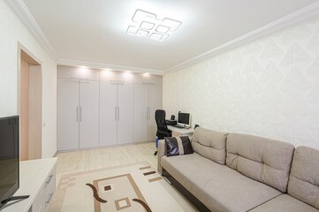 standard interior apartment. living room with sofa