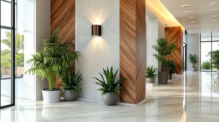 Fototapeta premium Modern building interior bright hallway with minimalist design