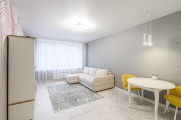 standard interior apartment. living room with sofa