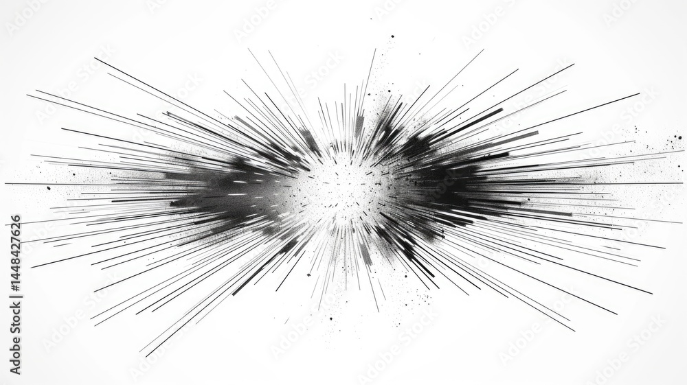 Aufkleber abstract black and white digital lines converging towards the center. digital artwork of black color