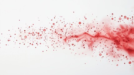 Red watercolor droplets spreading on paper, forming organic and creative abstract shapes.