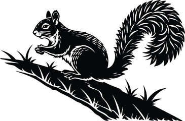 Obraz premium Stylized Squirrel Silhouette Vector – Minimalist Wildlife Illustration in Black and White