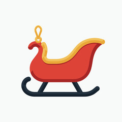 Fototapeta premium red santa sleigh with gold bell christmas icon