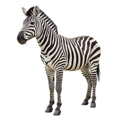 Zebra Standing Isolated on White Background Wildlife Photo