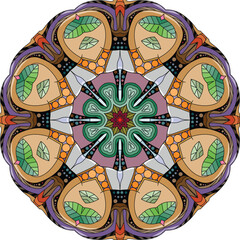 Colorful cute Mandala. Decorative unusual round ornaments.