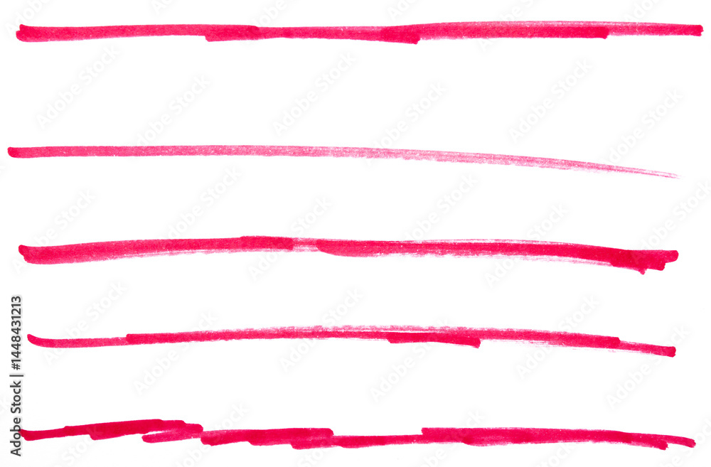 Poster set of red hand drawn marker pen stroke line transparent background design element doodle scribble u