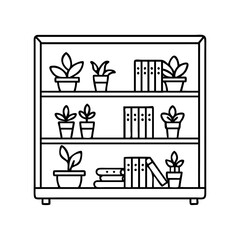 bookshelf with plants icon, bookshelf with plants vector illustration-simple illustration of bookshelf with plants, perfect for bookshelf with plants logos and icons