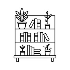 bookshelf with plants icon, bookshelf with plants vector illustration-simple illustration of bookshelf with plants, perfect for bookshelf with plants logos and icons