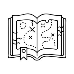 book with a fantasy map icon, book with a fantasy map vector illustration-simple illustration of book with a fantasy map, perfect for book with a fantasy map logos and icons