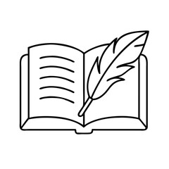 book with a feather icon, book with a feather vector illustration-simple illustration of book with a feather, perfect for book with a feather logos and icons