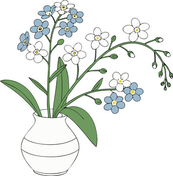 recommend clip art: forget-me-not flowers in a vase icon