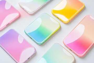 Pastel Gradient Phone Cases - Collection of pastel-colored phone cases with gradient designs. Stylish and modern phone accessories