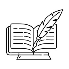 book with quill pen icon, book with quill pen vector illustration-simple illustration of book with quill pen, perfect for book with quill pen logos and icons
