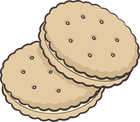 Vector pattern of cookies with chocolate chips. Cookie day. Box, packaging of cookies with chocolate crumbs.