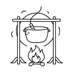 campfire cooking pot icon, campfire cooking pot vector illustration-simple illustration of campfire cooking pot, perfect for campfire cooking pot logos and icons