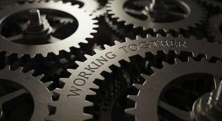 Interlocking Gears: A Symphony of Collaboration - Symbolizing teamwork, synergy, precision, efficiency, and progress through interconnected gears working in harmony